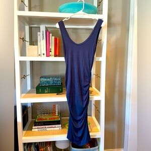 L.A. Made navy tank dress with ruching.